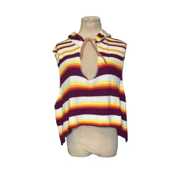 BDG colorful vibrant striped slouchy knit hoodie sweater Vest Size XS - Picture 14 of 14